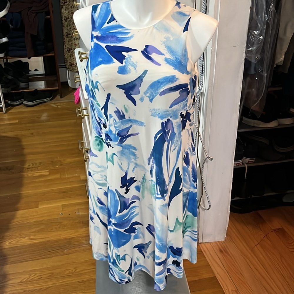Anne Klein dress, lovely swirls of blue, 14